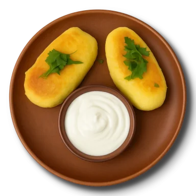 Картофельные блины с говядиной Жемайчю