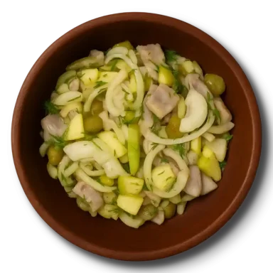 Салат из сельди, яблок и маринованных огурцов